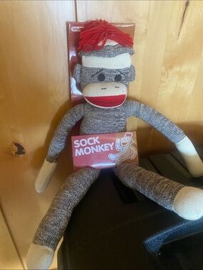 Schilling Sock Monkey Plush Toy - Red & Gray Sock Monkey